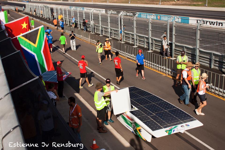 Control stop for NWU Solar Car during 2014 Sasol Solar Challenge