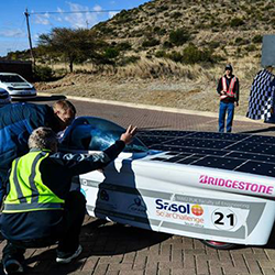 Control stop for NWU Solar Car during 2014 Sasol Solar Challenge